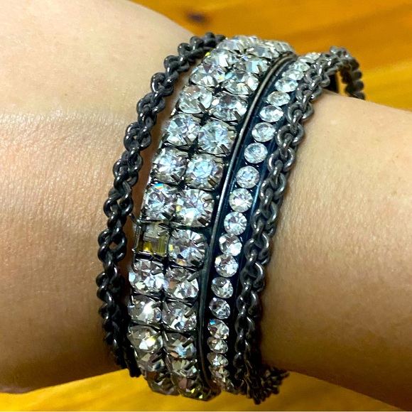 Women’s Rhinestone Bangle Bracelet Set - Picture 2 of 3
